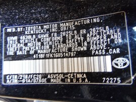 2016 Toyota Camry Le Black 2.5L AT #Z24723